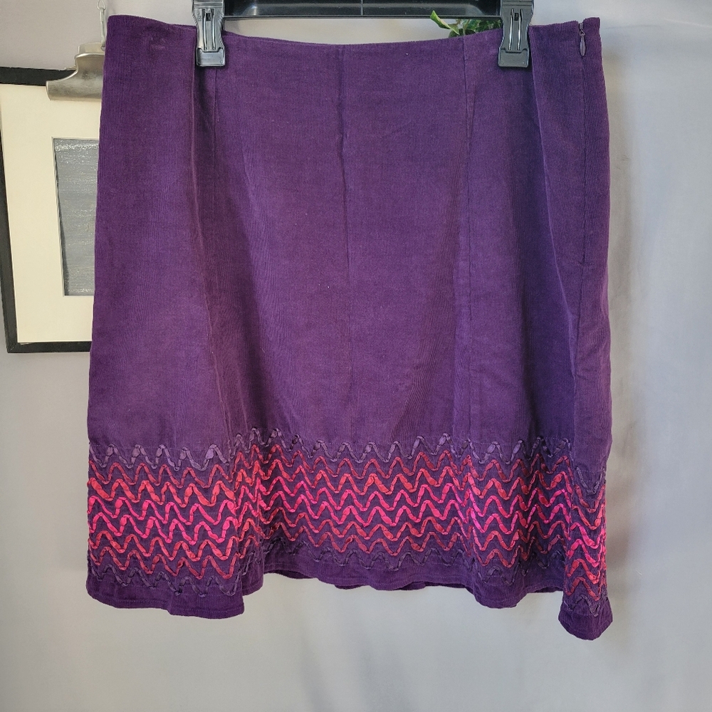 Boden Flippy A Line Cord Embroidered Ribbon Trim Skirt‎ Purple 12 R